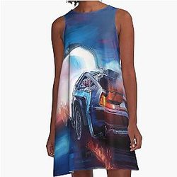 Back to Future DeLorean Time Machine A-Line Dress