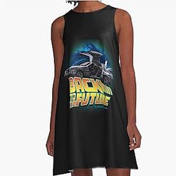 Back to the Future Delorean In Time A-Line Dress