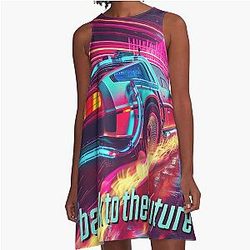 Back to the Future Retro A-Line Dress Neon Noir Cyberpunk