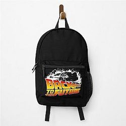Back to the Future DeLorean White Stencil Fan Art Backpack