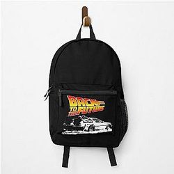 Back to the Future DeLorean White Stencil Fan Art Backpack