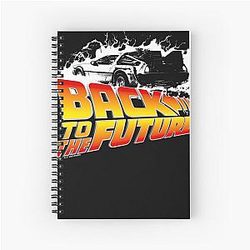 Back to the Future - Delorean White Stencil Fan Art Spiral Notebook