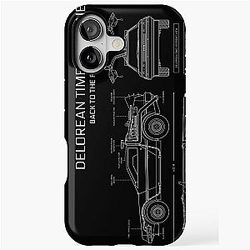DeLorean Time Machine Back To The Future White Stencil iPhone Tough Case