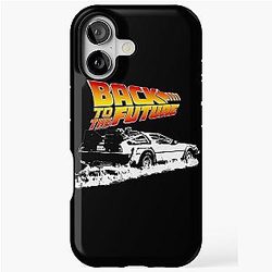 Back to Future DeLorean Fire Tracks White Stencil Fan Art iPhone Case
