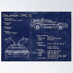 Back to the Future DeLorean Poster