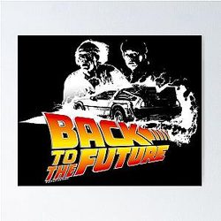 Back to the Future DeLorean Marty and Doc Stencil Fan Art Poster