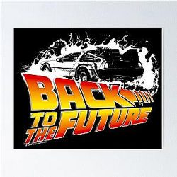 Back to Future DeLorean White Stencil Fan Art Poster