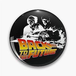 Back to the Future DeLorean Marty and Doc Stencil Fan Art Pin