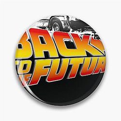 Back to the Future Delorean White Stencil Fan Art Pin