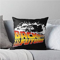 Back to the Future DeLorean White Throw Pillow