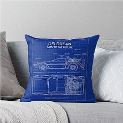 DeLorean Time Machine Back to the Future Throw Pillow