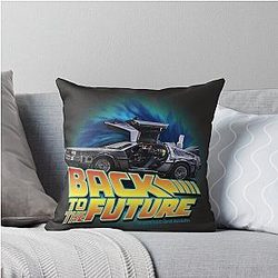 Back to the future Delorean in time Throw Pillow