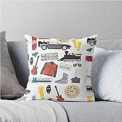 Back to Future DeLorean Poster - 80s Sci-Fi Movie Art Print Throw Pillow