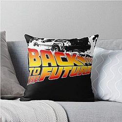 Back to the Future - Delorean White Stencil Art Throw Pillow