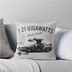 Back to the Future 1.21 Gigawatts DeLorean Car Throw Pillow