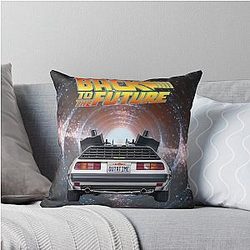 Back to the Future DeLorean inside a wormhole Throw Pillow