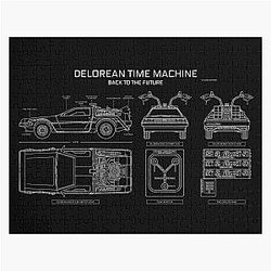 DeLorean Time Machine Back To The Future White Stencil Jigsaw Puzzle