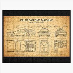 DeLorean Time Machine Back To The Future Aged Parchment Jigsaw Puzzle