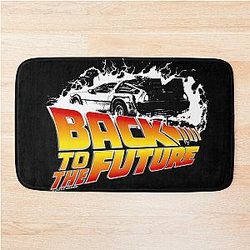 Back to Future DeLorean White Stencil Fan Art Bath Mat