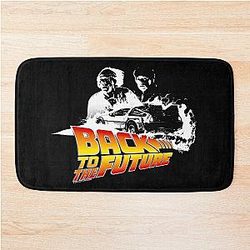 Back to the Future DeLorean Marty and Doc Stencil Fan Art Bath Mat