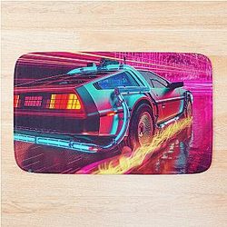 Back to the Future Retro Neon Noir Cyberpunk Bath Mat