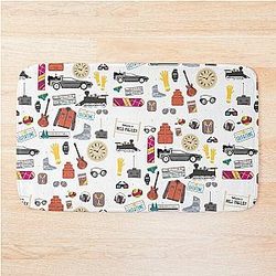 Back to the Future DeLorean Poster 80s Sci-Fi Movie Art Print Bath Mat