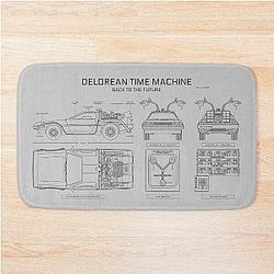 DeLorean Time Machine - Back to the Future Bath Mat with White Stencil