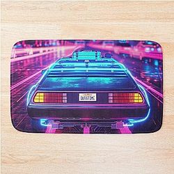 Back to Future Retro VHS Clean Poster Neon Noir Bath Mat