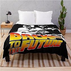 Back to the Future DeLorean Marty and Doc Art Throw Blanket