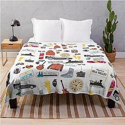 Back to the Future DeLorean Poster 80s Sci-Fi Movie Art Print Throw Blanket