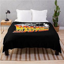 Back to the Future Delorean White Stencil Art Throw Blanket