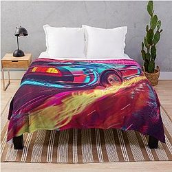 Back to Future Retro VHS Poster Noir Cyberpunk Throw Blanket