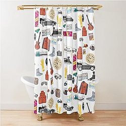 Back to the Future DeLorean Poster 80s Sci-Fi Movie Art Print Shower Curtain