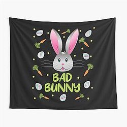 Bad Bunny Easter Little Rabbit Egg Funny Bunny Face Tapestry