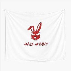 Red Bad Bunny Tapestry