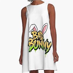 Bad Bunny Shirt - Corazon Bad Bunny Merch A-Line Dress