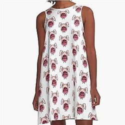 Bad Bunny Pink Bunny Logo Fan Art A-Line Dress