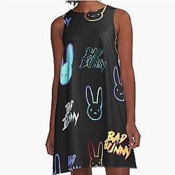 Bad Bunny Fan Art A-Line Dress