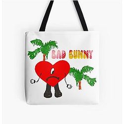 Sad Heart Bad Bunny Colorful Over Print Tote Bag Verano Sin Ti