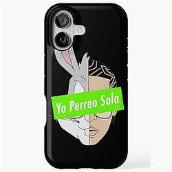 Bad Bunny Yo Perreo Sola YHLQMDLG Red Box Logo Fan Art Mask Poster Tarastry Canvas Tribute iPhone Tough Case