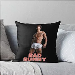 Art Bad Bunny Throw Pillow