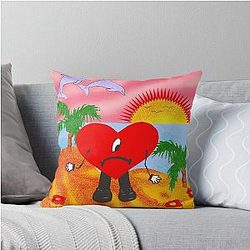 Sad Heart Bad Bunny Verano Sin Ti Illustration Throw Pillow