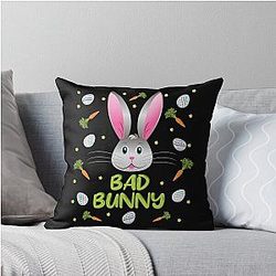 Bad Bunny Easter Rabbit Egg Hunt Funny Throw Pillow
