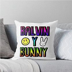 J Balvin and Bad Bunny Throw Pillow