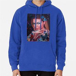 Bailey Sarian Oil Portrait Cartoon Pullover Hoodie