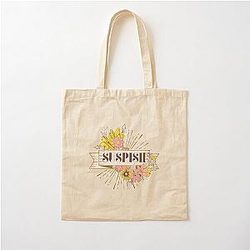 Sarian Suspish Vintage Flower Drawing Cotton Tote Bag