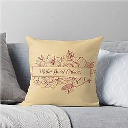 Make Good Choices, Bailey Sarian Inspired Merch Classic Minimalist Line Drawing Flowers Throw Pillow
