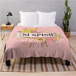 Suspicious Vintage Flower Drawing- Bailey Sarian Throw Blanket