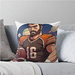 Cartoon Baker Mayfield Type Throw Pillow