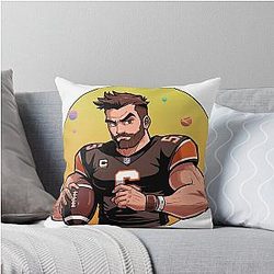 Cartoon Baker Mayfield Throw Pillow